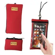 Phone Purse Pouch Bag with Clear View Window Touch Screen & Neck Strap Red