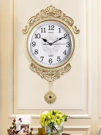 在飛比找樂天市場購物網優惠-歐式復古掛鐘表創意客廳家用搖擺鐘美式時鐘現代簡約創意石英壁鐘