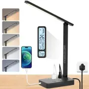Power Strip with LED Desk Lamp: 2 Outlets 1 USB-A Ports 1 Type-C Ports 5 Mode...