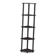 Turn-N-Tube 5 Tier Corner Display Rack 5-Tier Shelving Unit Dark Walnut