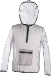 SEWOART See Through Protective Mesh Shirt Shield Fabric Zippered Hood Secure Front Pocket for Fishing Gardening