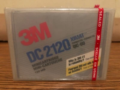 New 3M DC 2120 Mini Cartridge 120 Mbytes Compatible QIC-80 Irwin-80 Factory Seal