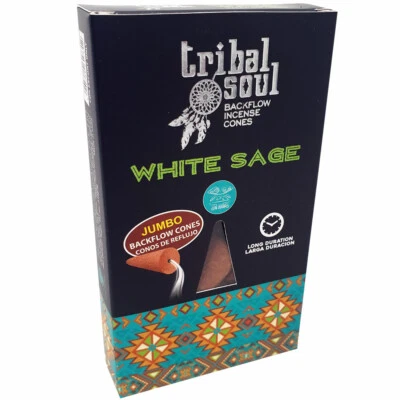 White Sage 30 Backflow Incense Cones Tribal Soul Relaxation Fragrance Odours