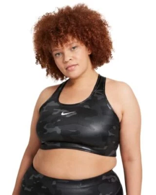 Nike Dri-FIT Swoosh Women's Medium-Support (Camo Shine) Sports Bra (Plus Size...