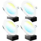 Sunco 4 Pack 6 Inch Ultra Thin LED Recessed Ceiling Lights Slim Selectable CC