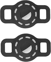 AirTag Silicone Case for Pet Collar,AirTag Case with Protective HD High Clear Film,Adjustable Portable GPS Finder Case for Cat Dog Collar 2 PCS (2-Black)