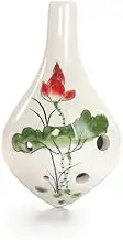 6 Holes Ceramic Alto C Bottle Style Hand Painted Musical Instrument with Lanyard Music Score for Music r and Learner Multicolor118