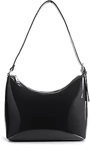 [Hoxis] Minimalist Faux Patent Leather Shoulder Bag Shiny Women Purse Y2K Style