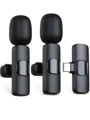 2 Pk Lavalier Microphone Wireless Clip On Audio Recording Android/iPhone Type C
