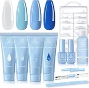 Makartt Blue Poly Nail Extension Gel Kit, 15ML Nail Extension Gel Builder Gel with Slip Solution Nail Art Equipment Kit for Beginner or Nail Technician P-84