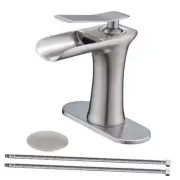 Brushed Nickel Waterfall Bathroom Sink Faucet,Single Handle Single Hole Brass