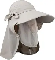 [Lenikis] Women's UPF+50 Sun Visor Detachable Flap Hat Foldable Wide Brimmed UV Protection Hat