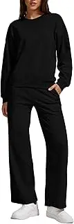 ZFLM Casual Workout Two Piece Outfits Long Sleeve Pullover Top Drawstring High Waist Jogger Pants Tracksuit Sets Streetwear