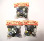 3 NOS VINTAGE ALOX AGATES GLASS MARBLE PACKS ~ C@@L COLORS HERE ~ 18 PER PACKAGE