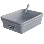 CATMATE 3 Piece Sieve Litter Tray Beige Charcoal With Scoop Pet Toilet Feline
