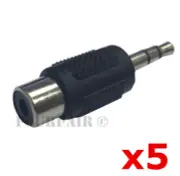 5 Pack - RCA Female Jack to 3.5mm 1/8" Stereo Male Plug Audio Adapter Headphone