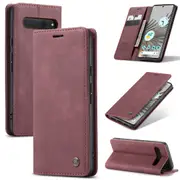 CaseMe Google Pixel 7 Pro 5G Classic PU Leather Folio Case Cover [Wine]