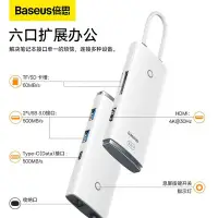 在飛比找Yahoo!奇摩拍賣優惠-倍思Baseus 六合一TYPE-C筆電集線器HUB USB