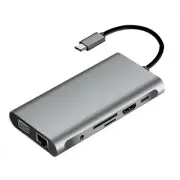 10 in 1 USB Hub Charging Dock Type C HDMI VGA TF RJ45 PD Multi Port Adapter B