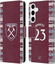 Head Case Designs Officially Licensed West Ham United FC Home Kit 2023 Winners Leather Book Wallet Case Cover Compatible with Samsung Galaxy S24+ 5G