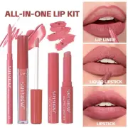 3pcs/set Velvet Lipstick Lip Gloss Waterproof Matte Liquid Liner Lip U0B0