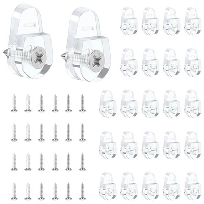 25 Pack Mounting Clips Kit, Round Hangers for Wall Glass Retainer Clips4442