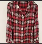 Two by VINCE CAMUTO Red and Black plaid blouse Size L New with Tags