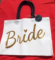 Bride Resusable Cotton Bag Gold sequins by Cynthia Rowley