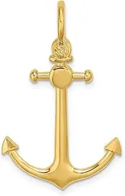 [JewelryWeb] 22.7mm Gold 3 d Small Nautical Ship Mariner Anchor With Shackle Bail Charm