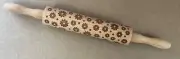 Embossed Wooden Dough Roller in Flower Design Pattern USA Shipping
