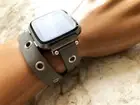 Gray with Grommets Double Wrap Leather Band Strap for Fitbit Versa 3 4 & Sense 2