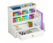 Large Capacity Desk Organizer Stationary Storage Rack with Drawer DIY White