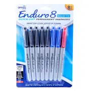 8x Permanent Marker Pen Bullet Tip Black Red Blue Office Stationery Set 1MM