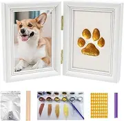 TIAMORK Paw Print Kit with Picture Frame and Imprint Clay, Pawprints Impression Keepsake for Dogs Cats, Memorial Desk Display for Pets -White