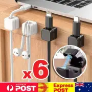 x6 Magnetic Cable Wire Clips Tidy Cord Lead Organizer USB Charger Cable Holder