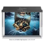 Cute Striped Cat Face Polyester Fish Tank Glass Backdrop Aquarium Background
