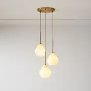 NEW West Elm Sculptural Glass 3 Light Round Chandelier Canopy Bronze #71-2601295