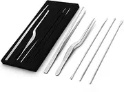 5Pcs Ear Wax Remover Kits Stainless Steel Ear Curette Cleaner Ear Pick Earwax Removal Spoon Tweezer Professional Ear Cleaning Tools, Silver