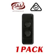 1 x 2 Gang 2 Way Architrave Switch - BLACK - Electrical Light Switch - SAA