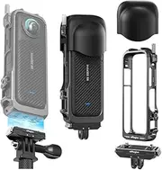 [Coyktonty] Aluminum alloyCamera Cage+Magnetic Adapter Mount+Silicon Lens Protector for Insta360 X4,Ultra-Expandable with 1/4 Threaded Hole Dual Cold Shoe Mount for cinematography VLOG Video