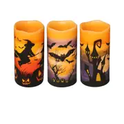 Flameless Flickering Candles Battery Operated with 6 Hour Timer, Halloween Decor Candles for Kids (3pcs)