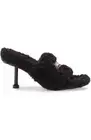 BALENCIAGA CAMPAIGN BLACK LOGO FAUX FUR SEXY SLIDES SANDALS EU 39 I LOVE SHOES