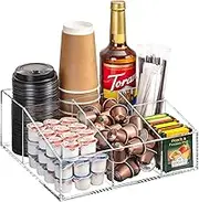 BEYGORM - Acrylic Coffee Station Organizer for Countertop, Office Break Room, Tea Storage Accessories, Kcup Pod Holder Condiments, Cream Syrup