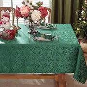 SASTYBALE Christmas Tablecloth Rectangle 52 x 70 Inch Holly Berries Jacquard Spill Proof Wrinkle Free Polyester Table Cloth, Damask Fabric Table Cover for X-mas, Farmhouse, Winter, Holiday, Green