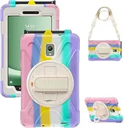 [Juaupepo] Rugged Case for Samsung Galaxy Tab Active 3 8"(T570) /Active5 5G (SM-X306B), Portable Hybrid Shock-Proof Cover with 360° Rotatable Hook&Loop Handle,Shoulder Strap