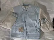 Abercrombie Kids Varsity Bomber Jacket Youth Sz 13/14 Snap Button New York Blue