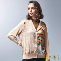 在飛比找momo購物網優惠-【MON’S】羽翼花卉羊毛針織外套