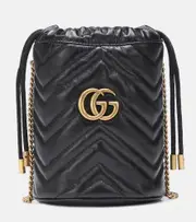 [Gucci] Gucci GG Marmont Mini leather bucket bag One Size black