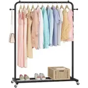 Clothes Rack on wheels Clothing Rack with Bottom Mesh Storage Shelf