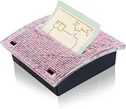 Rhinestone Memo Note Holder, Modern Pop Style Shiny Memo Pad Dispenser Compact Plastic Memo Note Box for Office Classroom Library Desk Supplies Office School (Pink)